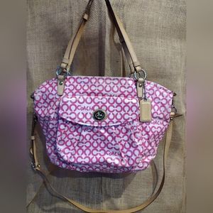 Pink Coach Signature Op Art Leah Tote Bag 13142